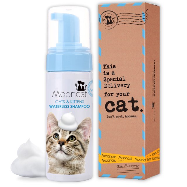 Mooncat Waterless Cat Shampoo, Licking Safe Dry Shampoo, No Rinse Foam