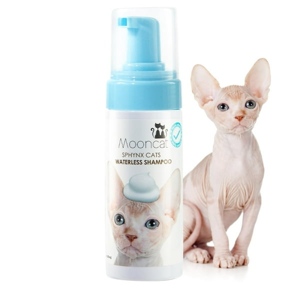 Mooncat Waterless Cat Shampoo, Licking Safe Dry Shampoo for Sphynx Cats, No Rinse Foam Cat Bath, Grooming for Cat, Kitten Sensitive Skin 5 oz