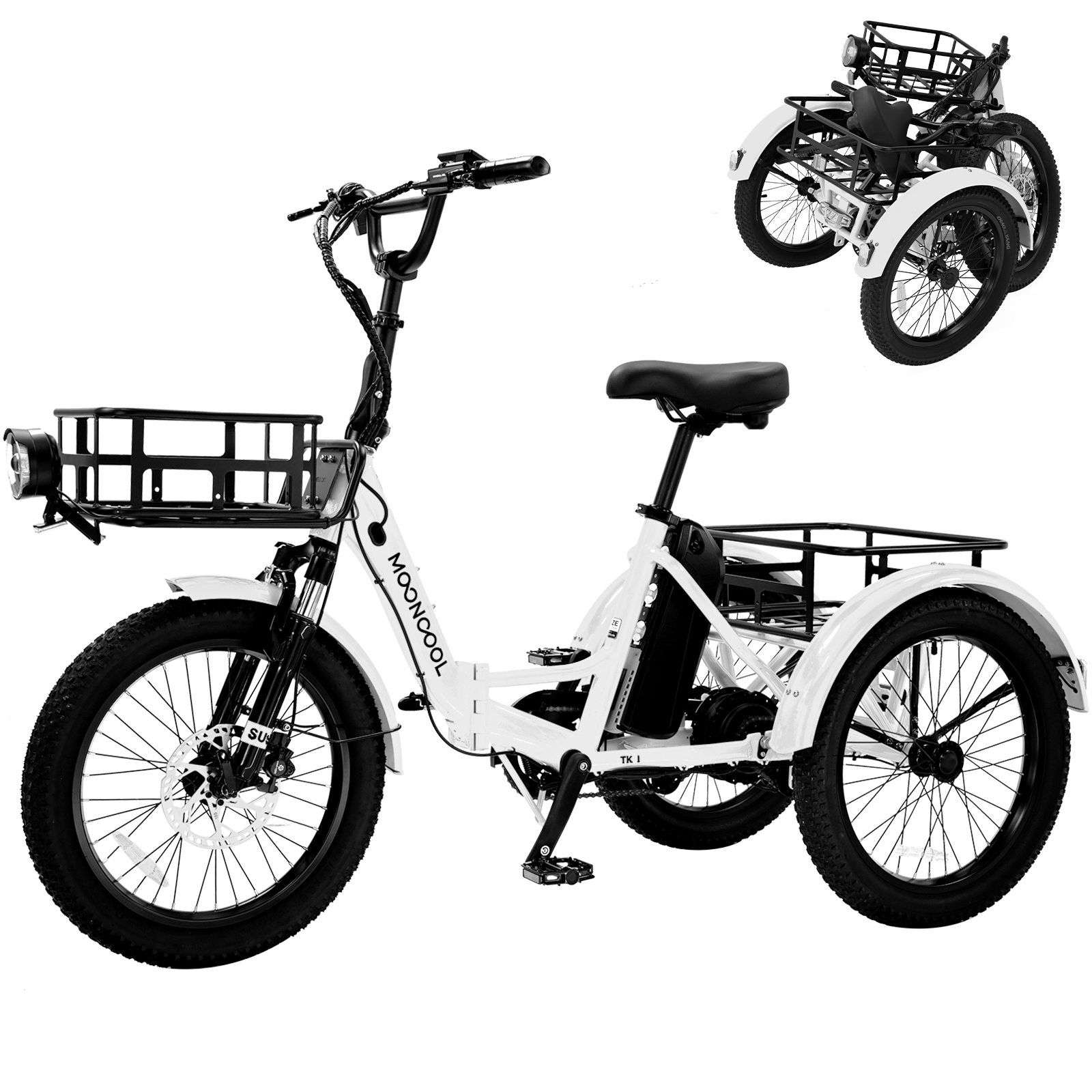 Mooncool 20" Fat Tire Electric Tricycle for Adults, Foldable Electric