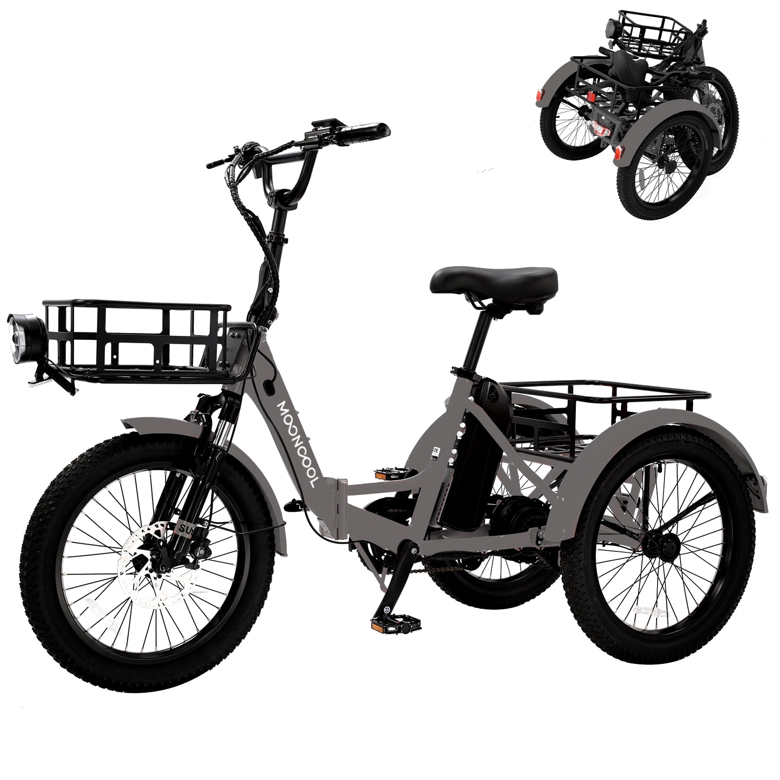Mooncool 20" Fat Tire Electric Tricycle for Adults, Foldable Electric