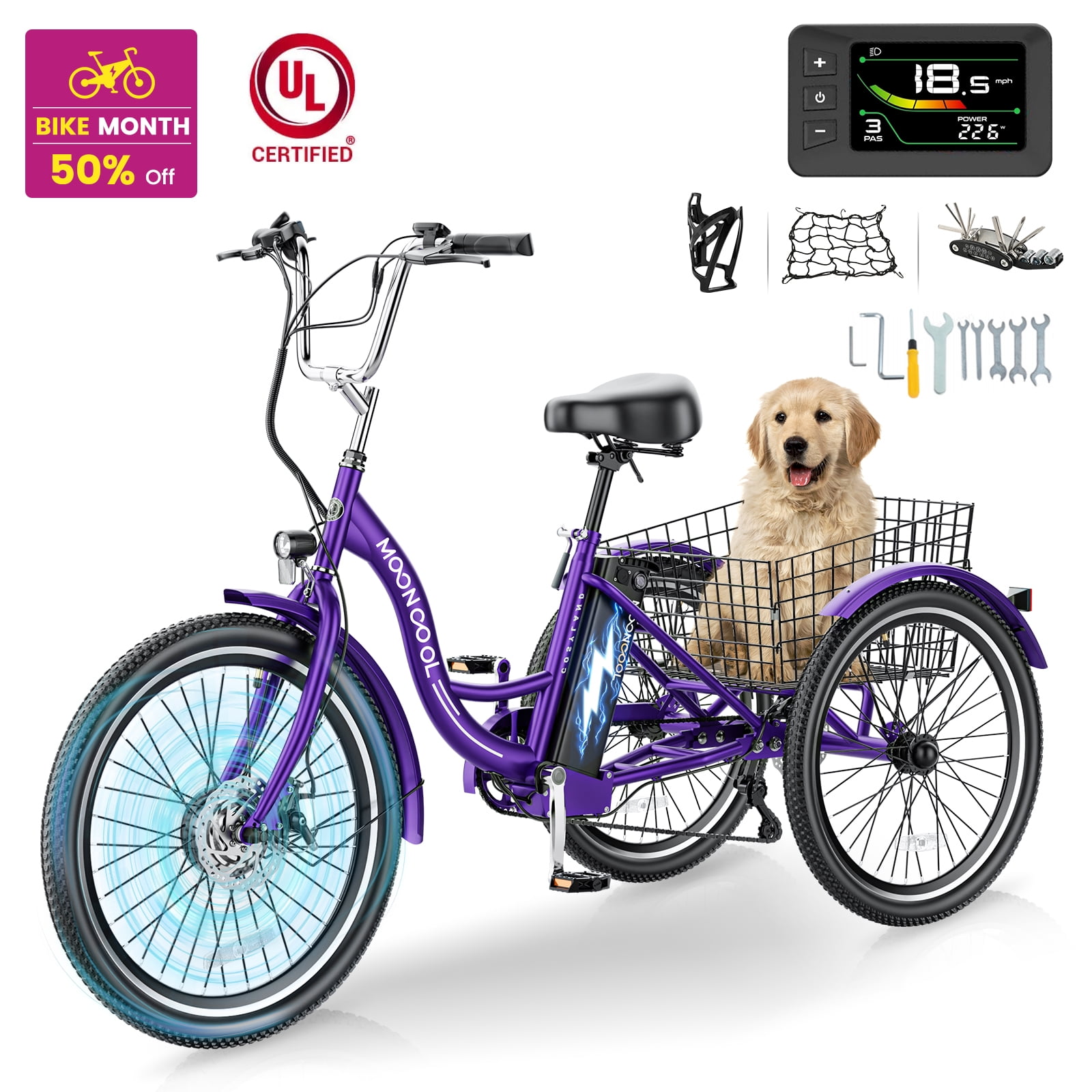 Mooncool Electric Tricycle for Adults, 24