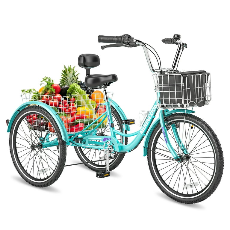 Mooncool Adult Tricycle 20 24 26 inch 7 Speed Three Wheel Bicycle for Adult Trike Cruiser W Tools Big Basket for Exercise Shopping Picnic Outdoor