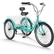 Mooncool Adult Tricycle 20/24/26 inch 7 Speed, Three Wheel Bicycle for Adult, Trike Cruiser W/ Tools & Big Basket for Exercise Shopping Picnic Outdoor Activities