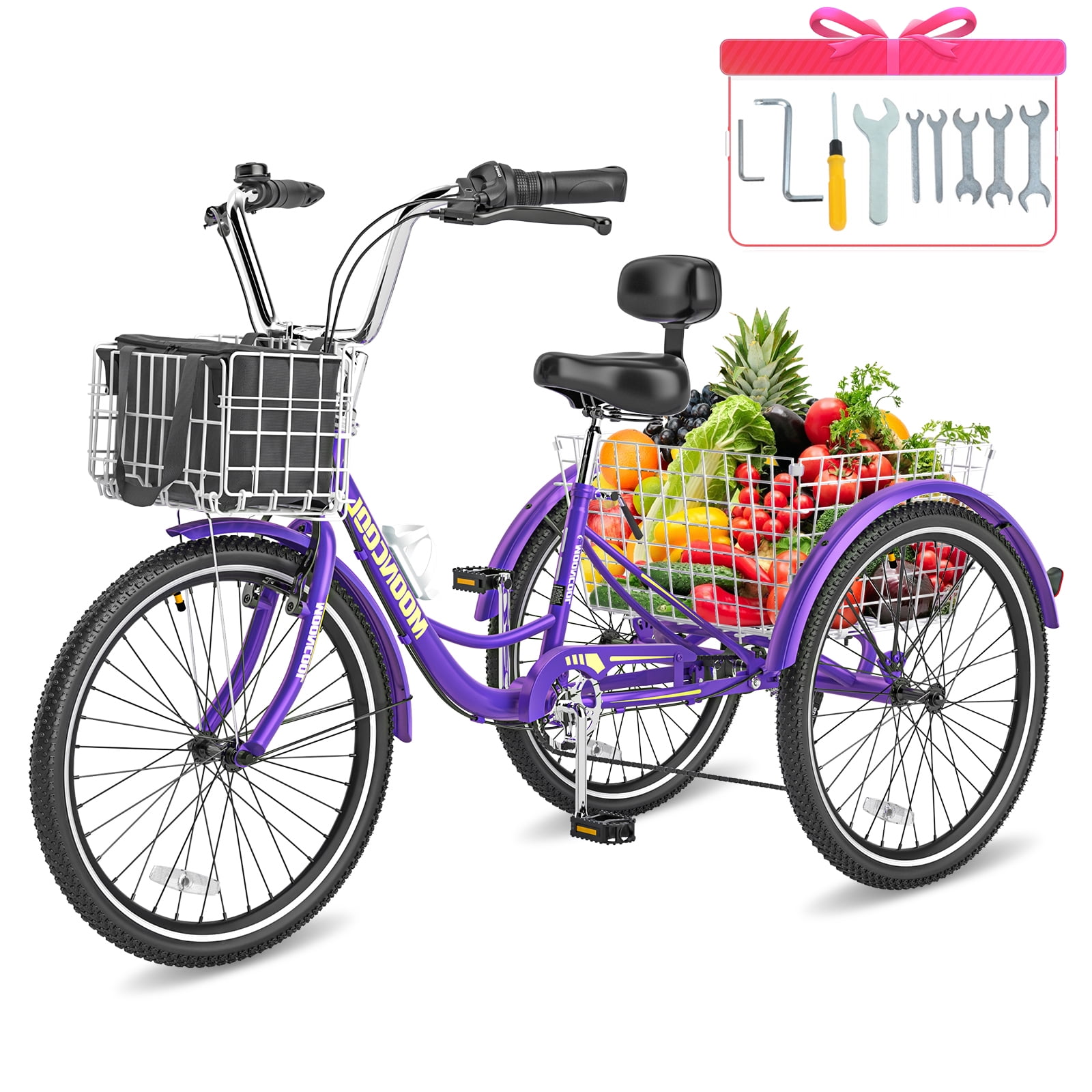 Three Wheeler Cool Trike Bike Mooncool 7-Speed Adult Tricycle With