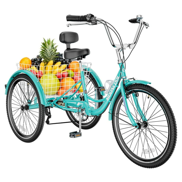 Mooncool Adult Tricycle 20 24 26 inch 7 Speed Three Wheel Bicycle for Adult Trike Cruiser W Tools Big Basket for Exercise Shopping Picnic Outdoor