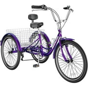 Slsy 16 inch Tricycle Trikes for Beginner Riders, Small Tricycle Single Speed 3 Wheel Bikes, Low Step Through Three-Wheeled Bicycles with Rear Basket