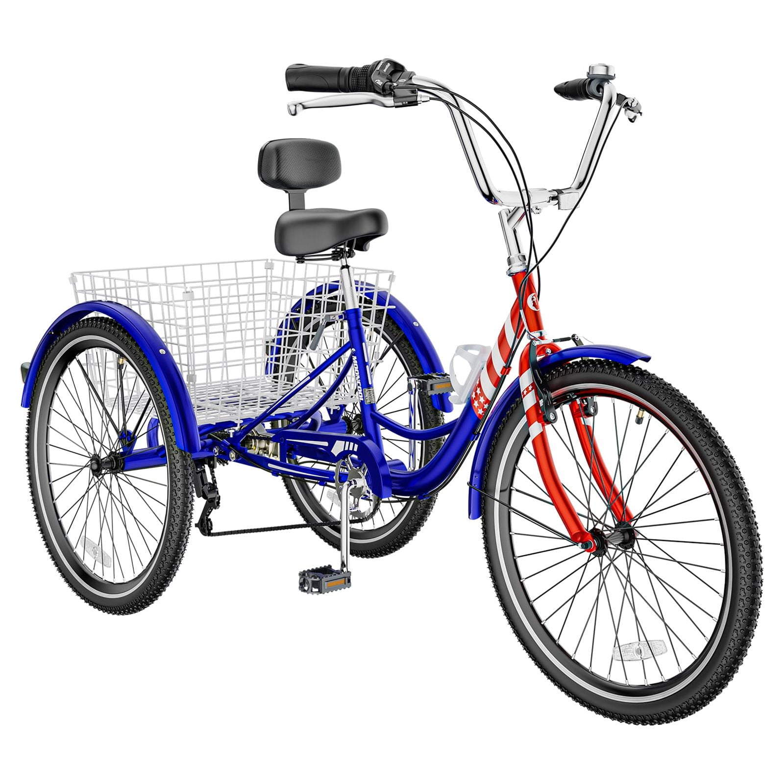 Slsy 16 inch Tricycle Trikes for Beginner Riders, Small Tricycle Single Speed 3 Wheel Bikes, Low Step Through Three-Wheeled Bicycles with Rear Basket