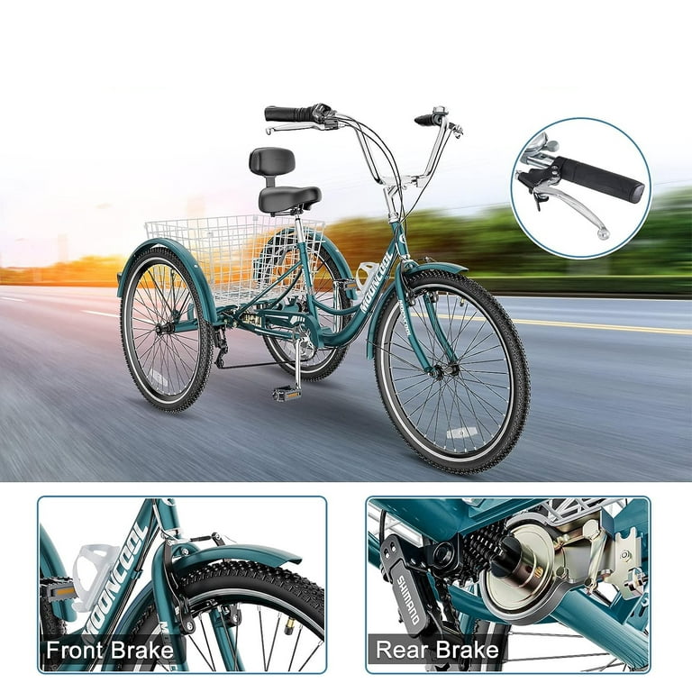 MOONCOOL Adult Tricycle 7 Speed, 3-Wheel Bikes for Seniors, Adults