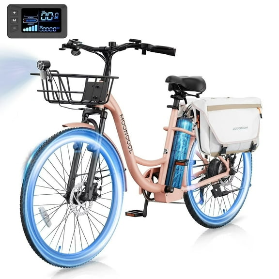 MOONCOOL Electric Bicycle for Adults 350W , 7-Speed Ebike with 36V 10.4Ah Removable Battery, 40 Miles Range , 20 mph Electric Commuter Bike for Women Men, Certified to UL 2849 by SGS