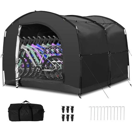 SLSY Bike Storage Shed Tent, XXXL Bicycle Storage Sheds with 230D Oxford Fabric PU4000 Waterproof for 2/3/4/6/8 Bikes, Oversized Outside Portable Sheds for Lawn Mower,Garden Tools