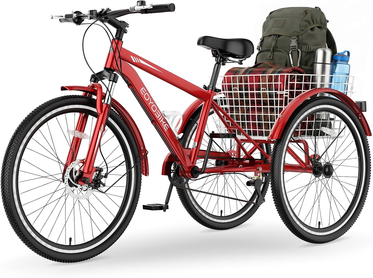 MOONCOOL Adult Tricycle, 7 Speed Three Wheel Bike Tricycle Cruiser Trike, 24/26/27.5 Inch Adults Trikes with Shopping Basket, Exercise Men's Women's Tricycles