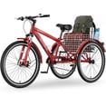 thumbnail image 1 of MOONCOOL Adult Tricycle, 7 Speed Three Wheel Bike Tricycle Cruiser Trike, 24/26/27.5 Inch Adults Trikes with Shopping Basket, Exercise Men's Women's Tricycles, 1 of 7