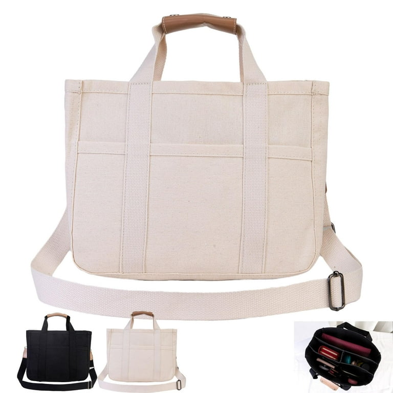 Moonelo Everything Bag, Everything Tote Bag, Canvas Tote Bag with  Compartments, Multi Pockets, Shoulder Crossbody Handbag