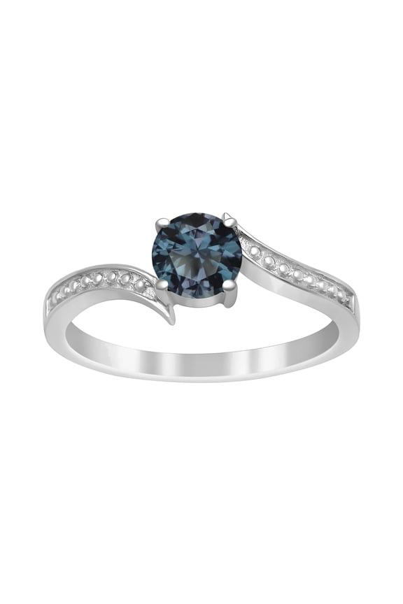 0.50 Ct Round Teal Blue Gemstone 925 Sterling Silver Solitaire Women Bypass Stackable Ring