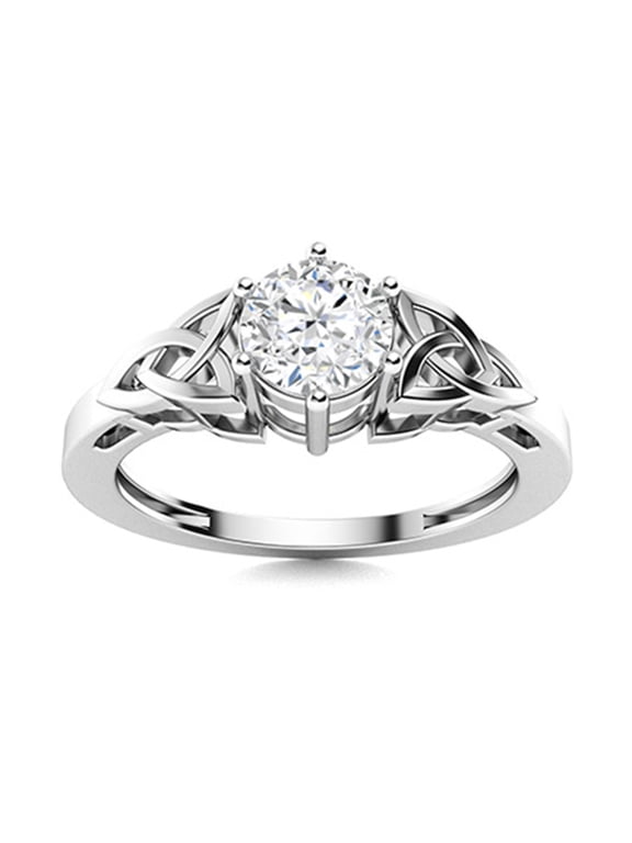 0.50 Ctw Moissanite Diamond 925 Sterling Silver Celtic Knot Women Valentines Day Gift Ring