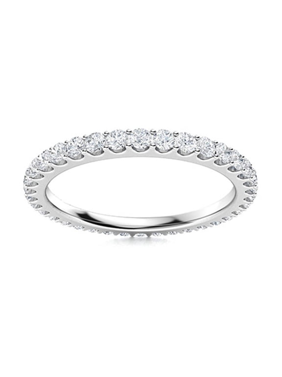 0.60 Ctw Round Moissanite 925 Sterling Silver Full Eternity Women Graduation Gift Ring