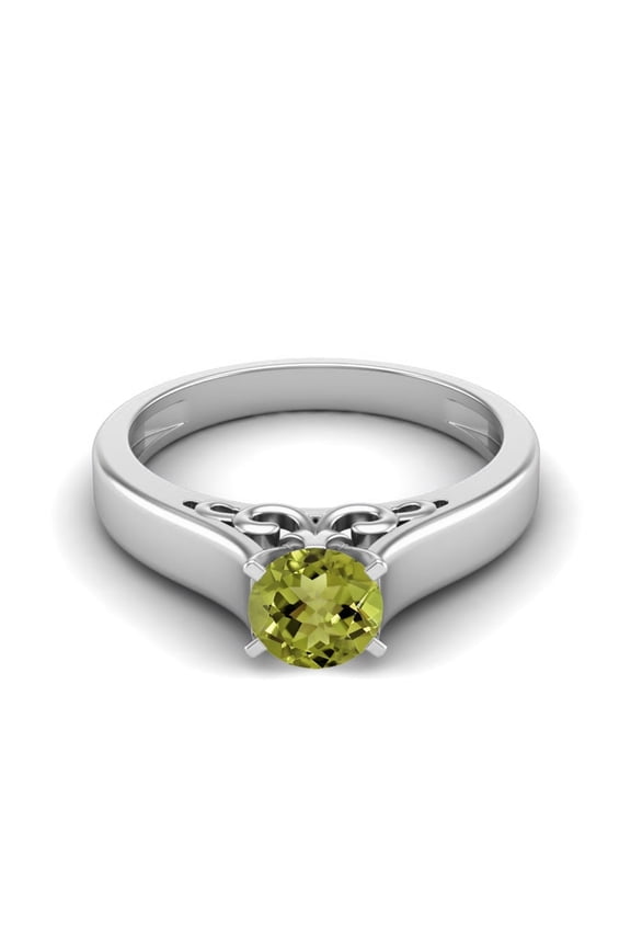 0.70 Ctw Round Peridot 925 Sterling Silver Solitaire Women Valentines Day Gifts Ring