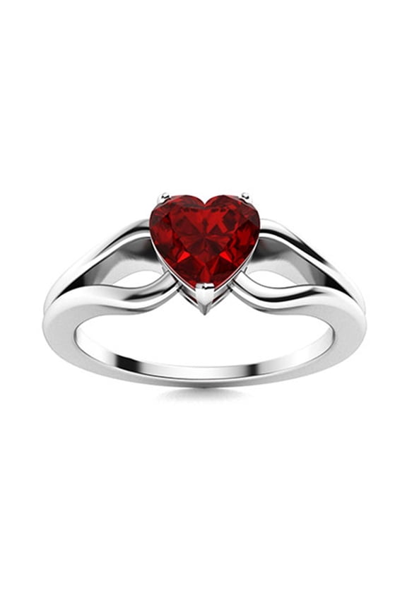 0.75 Ct Heart Garnet 925 Sterling Silver Solitaire Split Shank Women Valentine Day Gift Ring