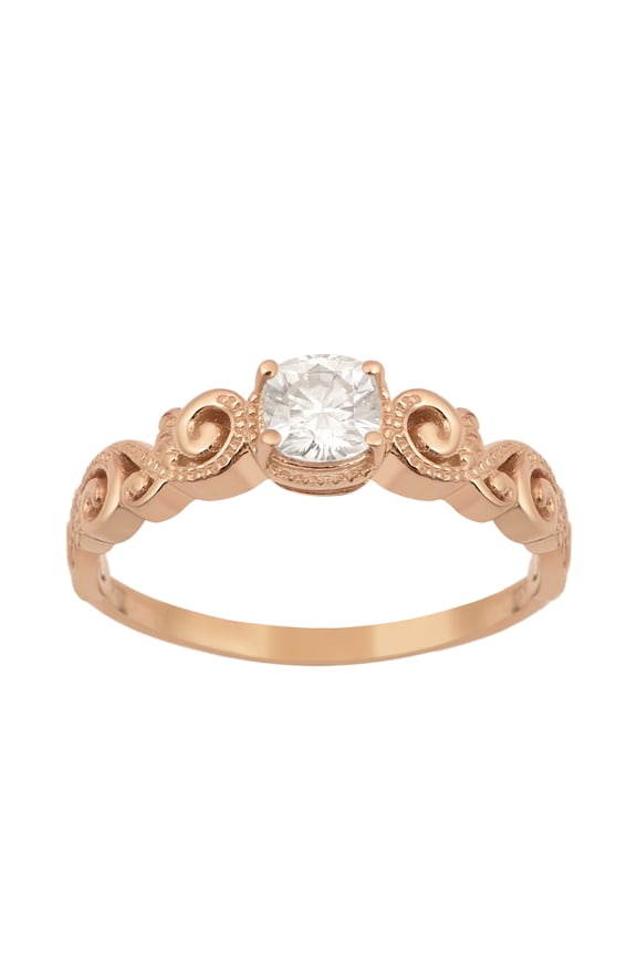 0.75 Ctw Cushion Moissanite Diamond 925 Sterling Silver Rose Vermeil Solstic Women Ring