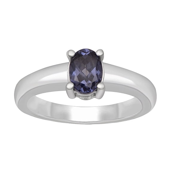 Mooneye 0.75 Ctw Oval Shape Simulated Tanzanite 925 Sterling Silver Solitaire Women Wedding Ring