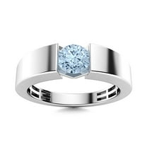 Mooneye 0.75 Ctw Round Aquamarine 925 Sterling Silver Solitaire Women Valentines Day Gift Ring
