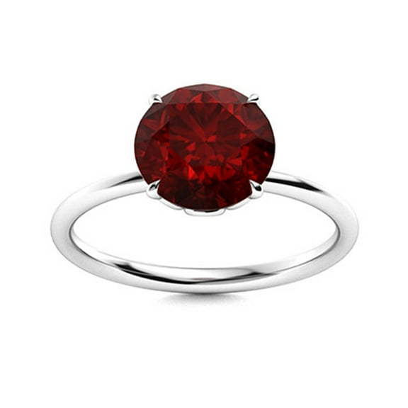 Mooneye 0.75 Ctw Round Shape Garnet 925 Sterling Silver Solitaire Women Valentines Day Gift Ring
