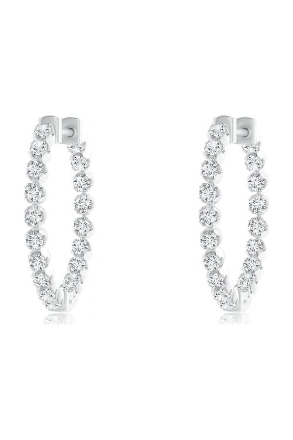 0.76 Ct Round White Cz Circle Connecting Stud 925 Sterling Silver Women Hoop Wedding Earring