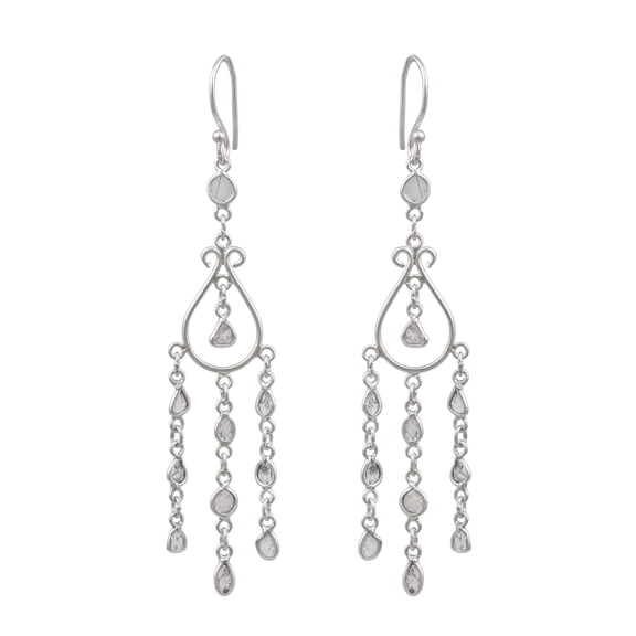 Mooneye 1.00 CTW Natural Diamond Polki 925 Sterling Silver Women's Wedding Dangles Earrings