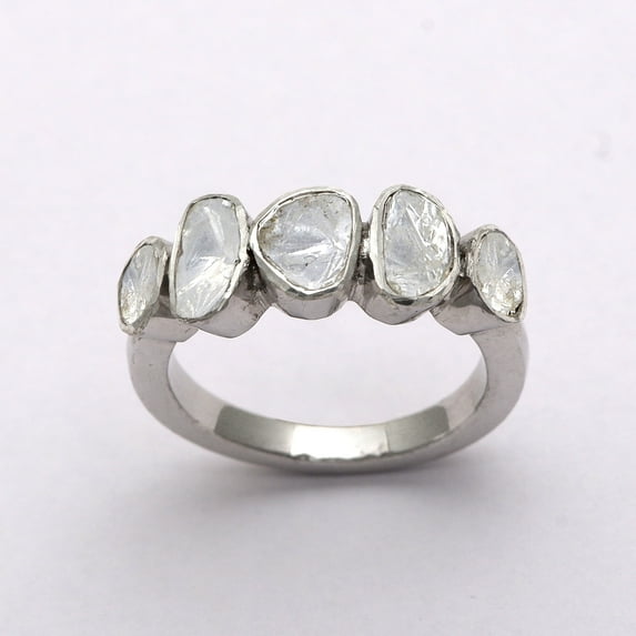 Mooneye 1.00 CTW Natural Diamond Polki Ring 925 Sterling Silver Women Valentines Day Gift Jewelry