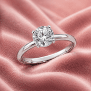 Mooneye 1.00 Carat Round Cut Moissanite Solitaire Ring 925 Sterling Silver Classic 4-Prong Engagement Ring for Women