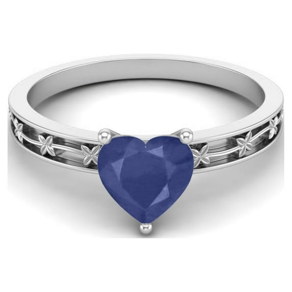 Mooneye 1.00 Cts Heart Sapphire Cz 925 Sterling Silver Engraved Shank Flower Women Gifts Ring