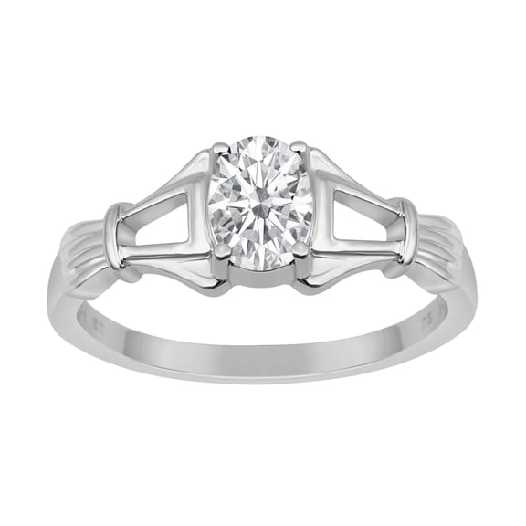 Mooneye 1.00 Ctw Oval Moissanite Diamond 925 Sterling Silver Solitaire Women New Year Gift Ring