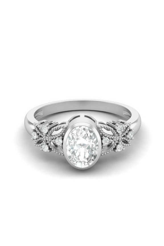 1.15 Ctw Oval Moissanite Diamond 925 Sterling Silver Celtic Shank Women Gift Ring