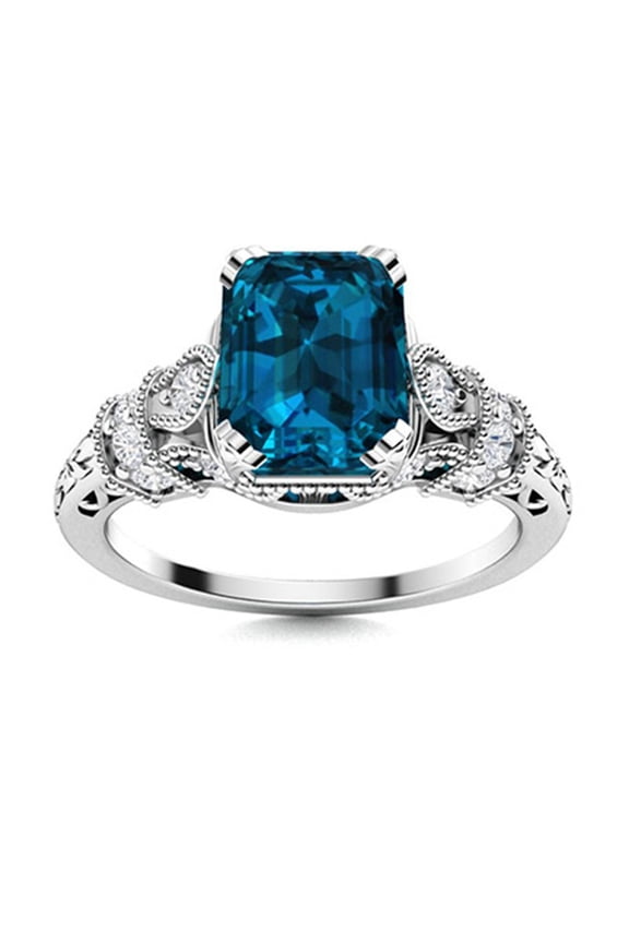 1.25 Ctw Octagon London Blue Topaz 925 Sterling Silver Solitaire Art Deco Women Gift Ring