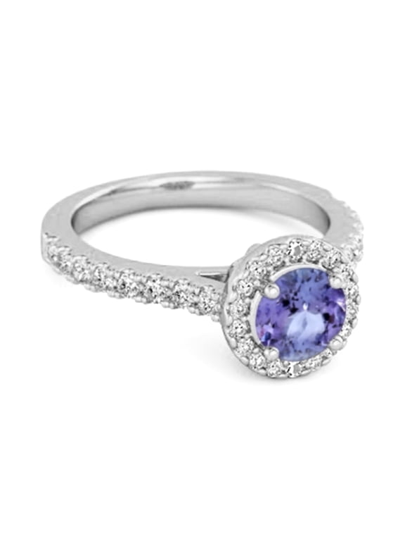 1.30 Ct Natural Tanzanite 925 Sterling Silver Solitaire Accents Valentines Day Gifts Ring