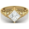 thumbnail image 1 of Mooneye 1.30 Ct Square Moissanite Diamond Filigree 925 Sterling Silver Gold Vermeil Women Gift Ring, 1 of 3