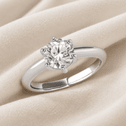 Mooneye 1.50 Carat Round Cut Moissanite Solitaire Ring 925 Sterling Silver Classic 6-Prong Engagement Ring for Women