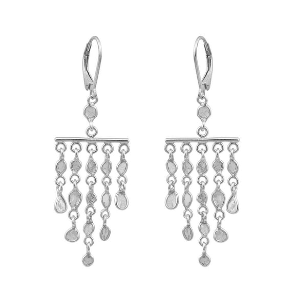 Mooneye 1.50 Ctw Natural Diamond Polki Chandelier Dangles 925 Sterling Silver Women Wedding Earrings