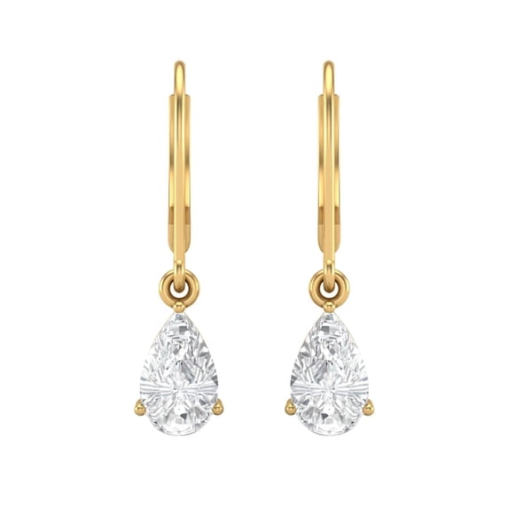 Mooneye 1.50 Ctw Pear Moissanite 925 Sterling Silver Yellow Gold Women Wedding Dangle Earrings