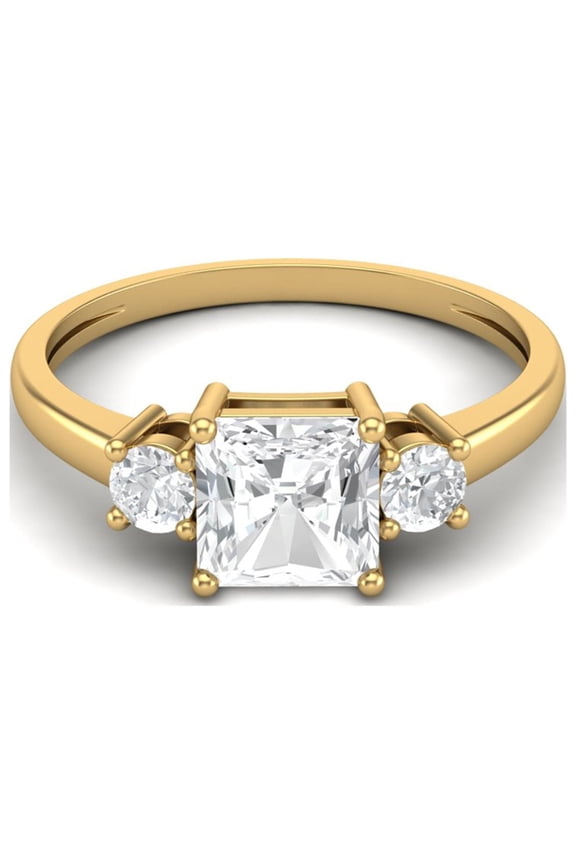 1.50 Ctw Square Moissanite Diamond 925 Sterling Silver Gold Vermeil Women Gifts Ring