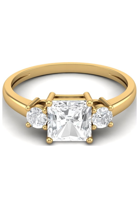 1.50 Ctw Square Moissanite Diamond 925 Sterling Silver Gold Vermeil Women Gifts Ring