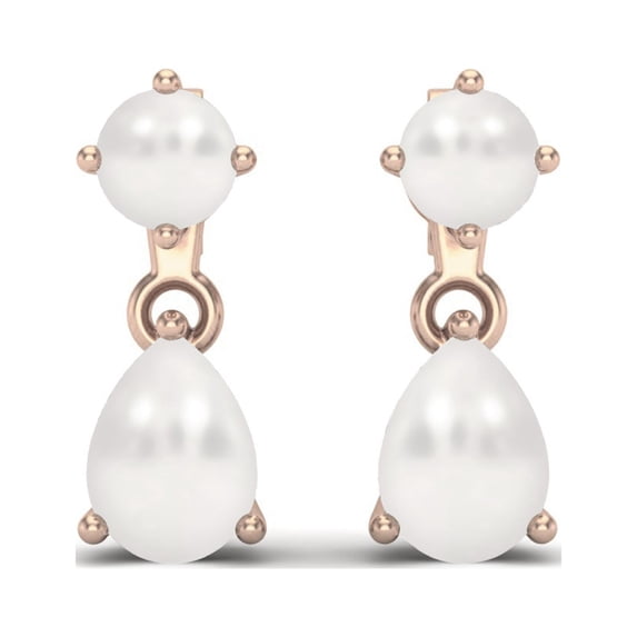 Mooneye 1.7 Cts Pearl 925 Sterling Silver Rose Vermeil Engagement Women Stud Mother's Day Gift Earrings