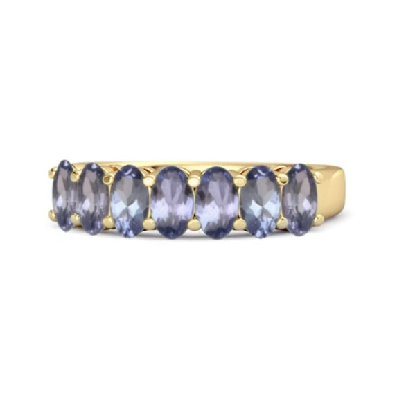 Mooneye 1.75 Cts Tanzanite Half Eternity 925 Sterling Silver Gold Vermeil Women Gifts Ring