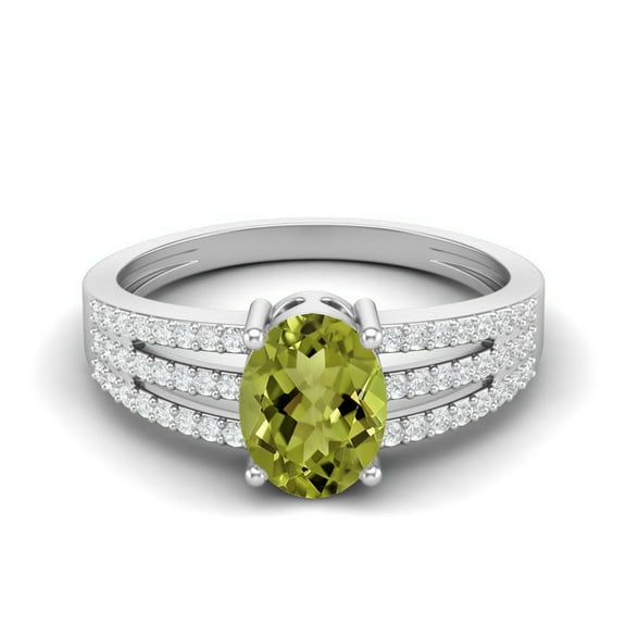 Mooneye 1.79 Ctw Oval Peridot 925 Sterling Silver Split Shank Women Mother's Day Gift Ring