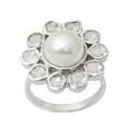 thumbnail image 1 of Mooneye 1.80 CTW Natural Diamond Polki Pearl Flower Cocktail Women Gifts Ring 925 Sterling Silver, 1 of 5