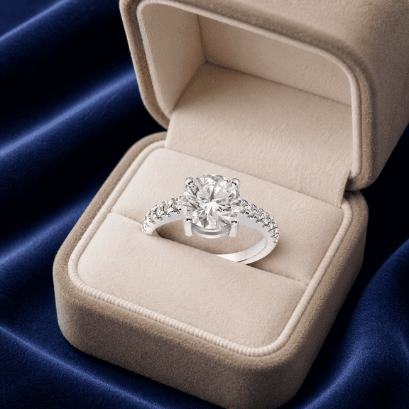 Mooneye 1.97 Carat Round Cut Moissanite Engagement Ring 925 Sterling Silver Pavé Band Solitaire Ring for Women