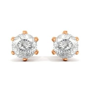 MOONEYE 2.00 CT Portuguese Cut Moissanite Women Gifts Stud Earrings 925 Sterling Silver Rose Vermeil