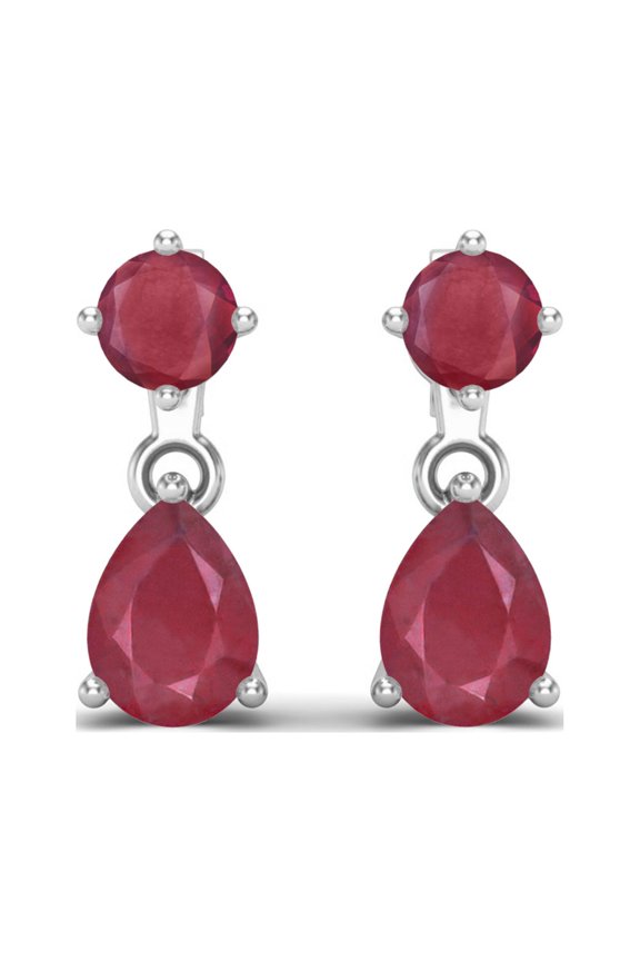 2.18 Cts Ruby Glass Filled 925 Sterling Silver Women Engagement Stud Earrings