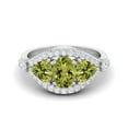 thumbnail image 1 of Mooneye 2.6 Ctw Oval Peridot 925 Sterling Silver Three Stone Women Valentines Day Gift Ring, 1 of 3