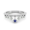 thumbnail image 1 of Mooneye 2mm Round Natural Lapis 925 Sterling Silver Women Crown Tiara Valentines Day Gifts Ring, 1 of 4